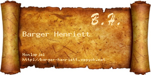 Barger Henriett névjegykártya